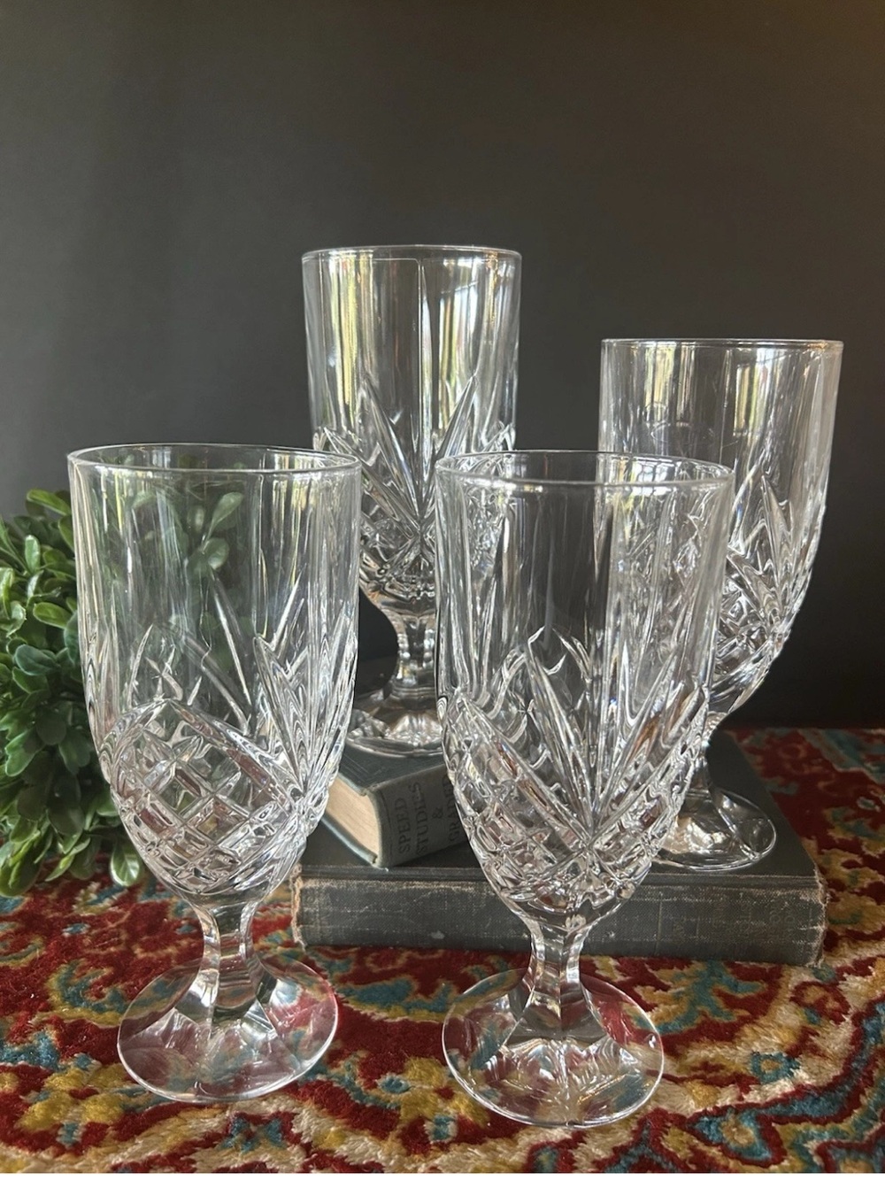 4‎ Godinger Shannon Dublin Heavy Lead Crystal Footed Iced Tea Water Glasses 8"